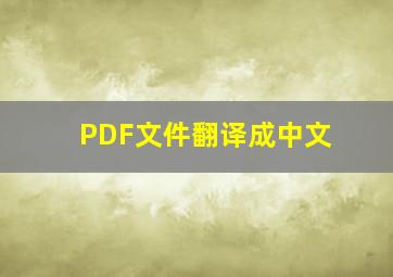 PDF文件翻译成中文