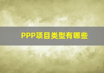 PPP项目类型有哪些