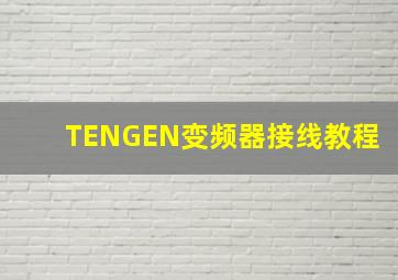 TENGEN变频器接线教程