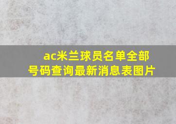 ac米兰球员名单全部号码查询最新消息表图片