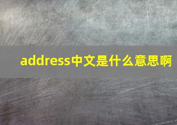 address中文是什么意思啊