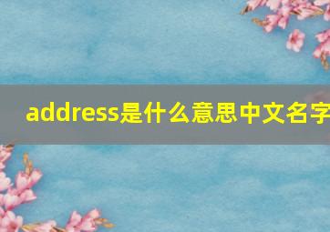 address是什么意思中文名字