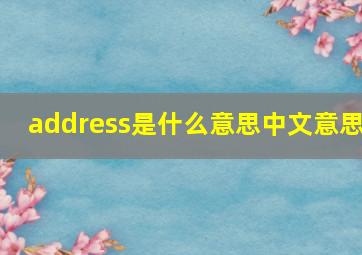 address是什么意思中文意思