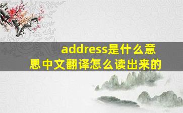 address是什么意思中文翻译怎么读出来的