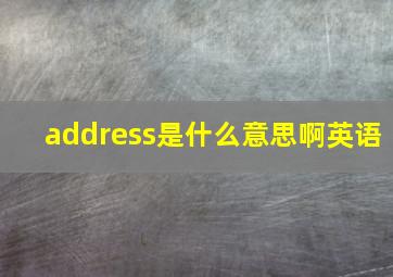 address是什么意思啊英语