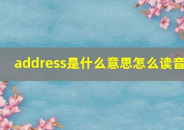 address是什么意思怎么读音