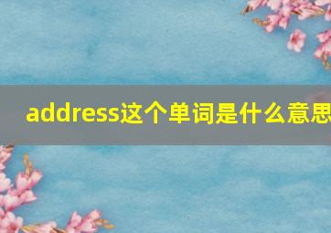 address这个单词是什么意思