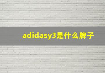 adidasy3是什么牌子