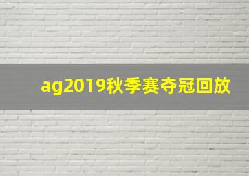 ag2019秋季赛夺冠回放