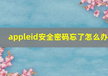 appleid安全密码忘了怎么办