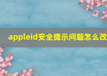 appleid安全提示问题怎么改