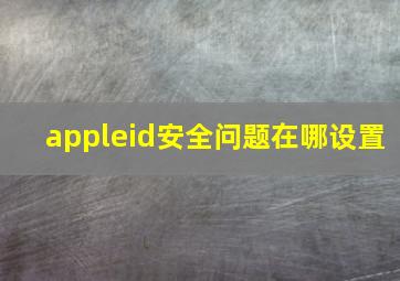 appleid安全问题在哪设置