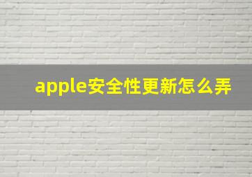 apple安全性更新怎么弄