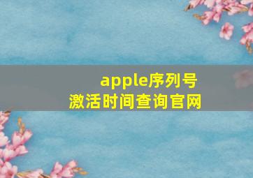 apple序列号激活时间查询官网