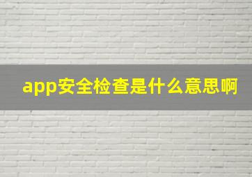 app安全检查是什么意思啊