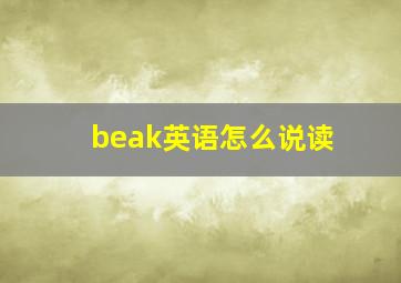 beak英语怎么说读