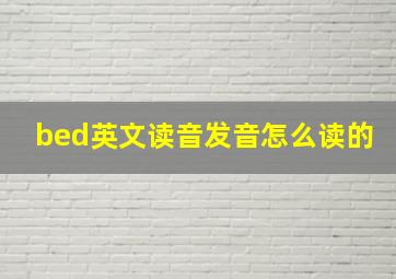 bed英文读音发音怎么读的