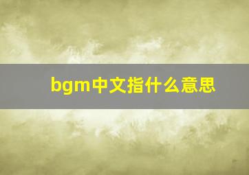 bgm中文指什么意思