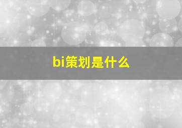 bi策划是什么