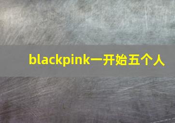 blackpink一开始五个人