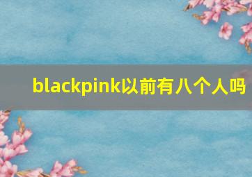 blackpink以前有八个人吗