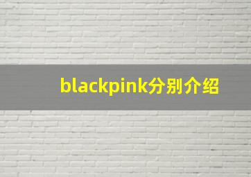 blackpink分别介绍