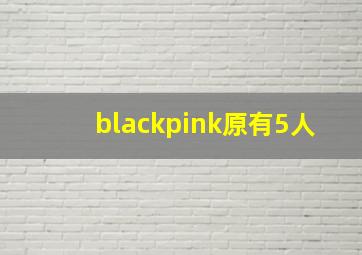 blackpink原有5人