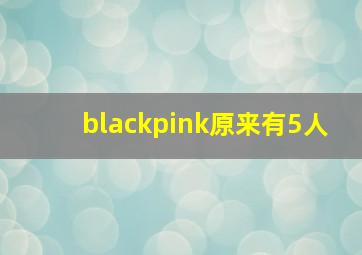 blackpink原来有5人