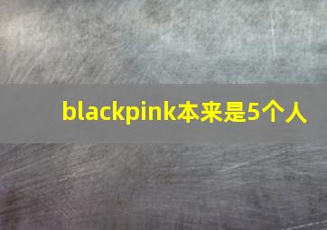 blackpink本来是5个人