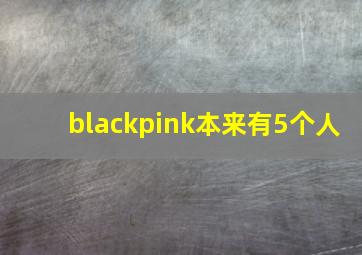 blackpink本来有5个人