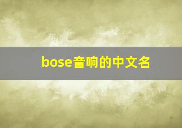 bose音响的中文名