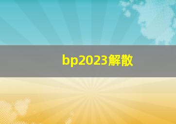 bp2023解散