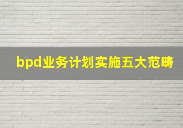 bpd业务计划实施五大范畴