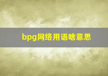 bpg网络用语啥意思