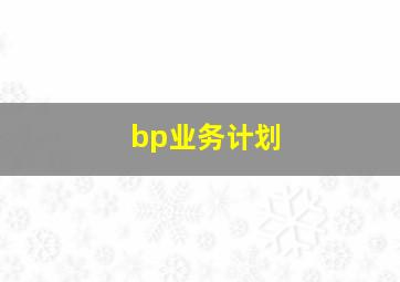 bp业务计划