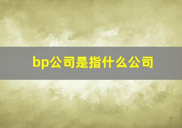 bp公司是指什么公司