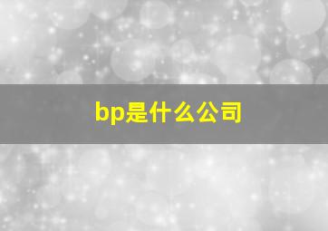 bp是什么公司