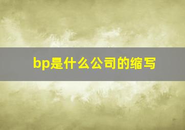 bp是什么公司的缩写