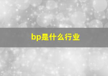 bp是什么行业