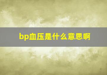 bp血压是什么意思啊