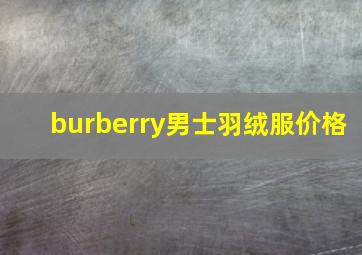 burberry男士羽绒服价格