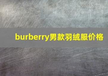 burberry男款羽绒服价格