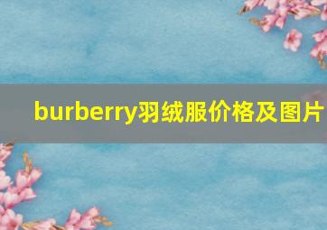 burberry羽绒服价格及图片