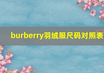 burberry羽绒服尺码对照表