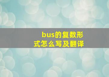 bus的复数形式怎么写及翻译