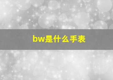 bw是什么手表