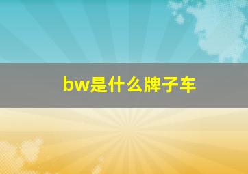 bw是什么牌子车