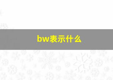 bw表示什么