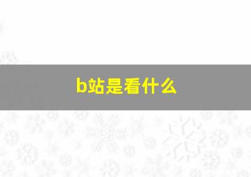 b站是看什么