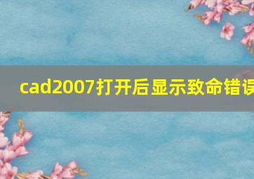 cad2007打开后显示致命错误